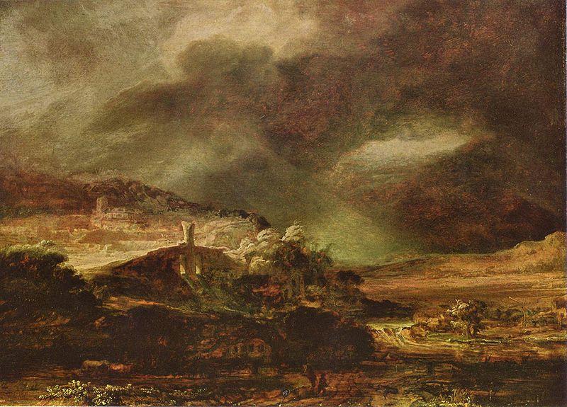 Rembrandt Peale Stadt auf einem Hogel bei sturmischem Wetter oil painting image